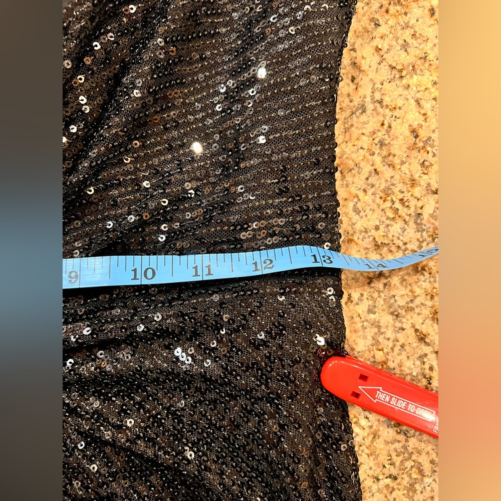 Ieena for Mac Duggal Black Sequin Knotted Long Sleeve Midi Dress Size 6 NWT - Picture 7 of 12